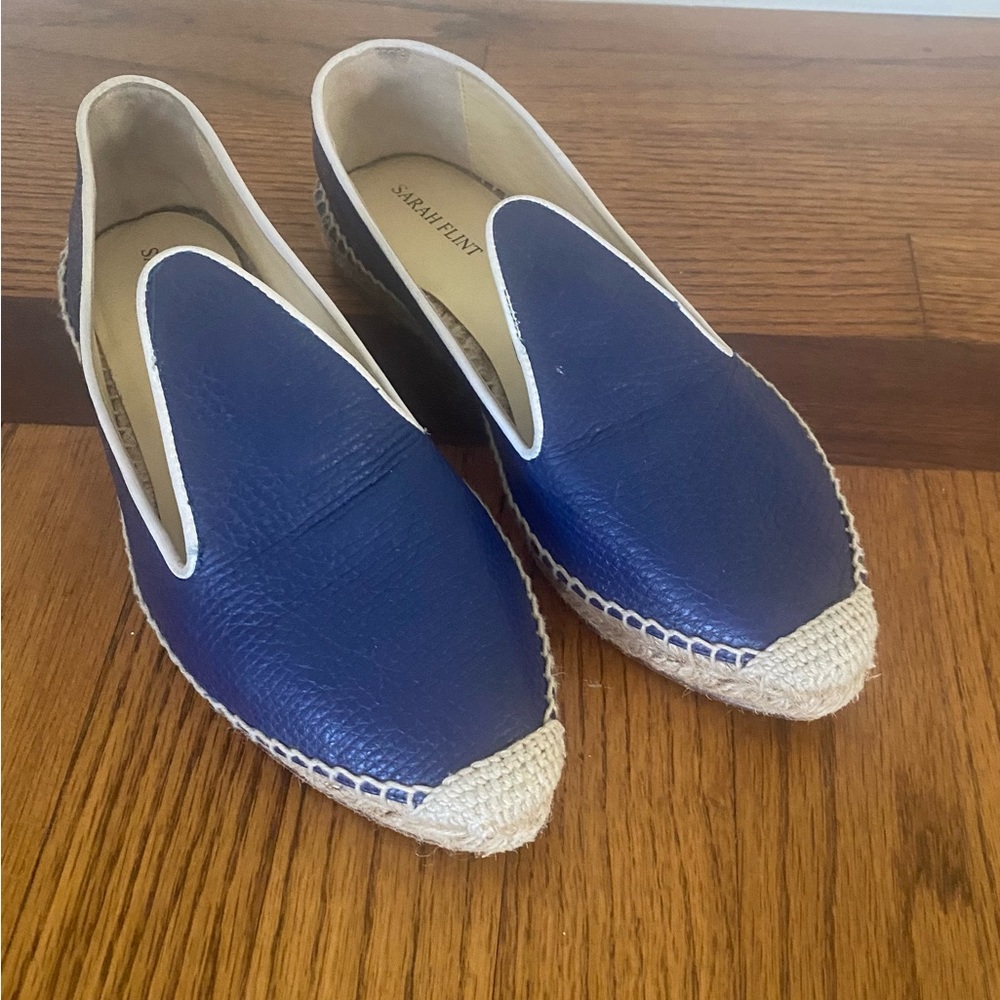 Sarah Flint Resort Collection blue leather espadrilles
